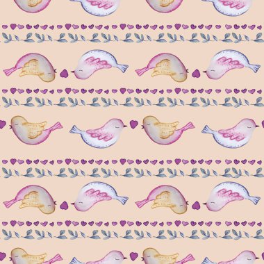 Kuşlar Sorunsuz Tekrar Baskı Desen Karosu