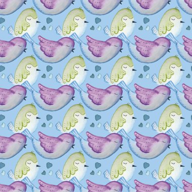 Kuşlar Sorunsuz Tekrar Baskı Desen Karosu