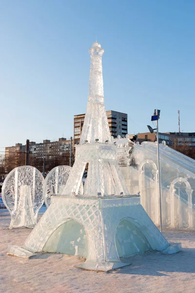 Perm Russland Februar 2018 Eiffelturm Perm Eisstadt Wurde Für Die — Stockfoto