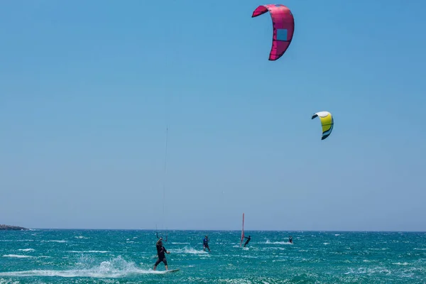 Kite Surfing Αιγαίο Πέλαγος Φιλί Των Δύο Θαλασσών — Φωτογραφία Αρχείου