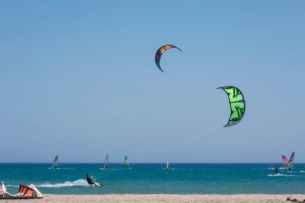 Kite Surfing Αιγαίο Πέλαγος Φιλί Των Δύο Θαλασσών — Φωτογραφία Αρχείου