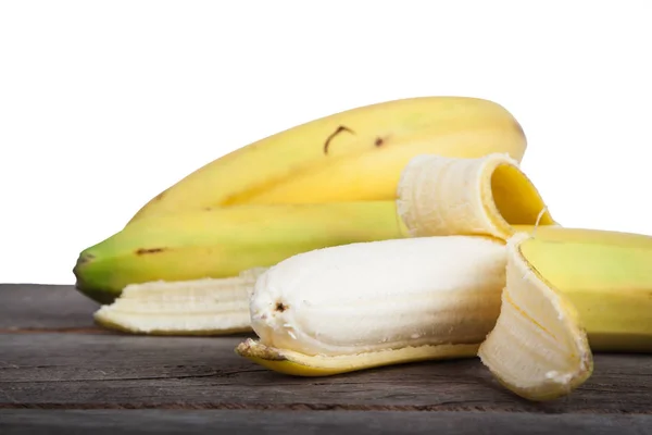 Banana Isolada Uma Mesa Madeira — Fotografia de Stock
