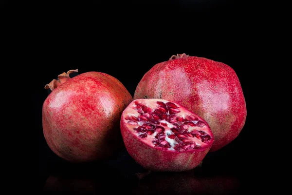 Pomegranates Black Background — Stock Photo, Image