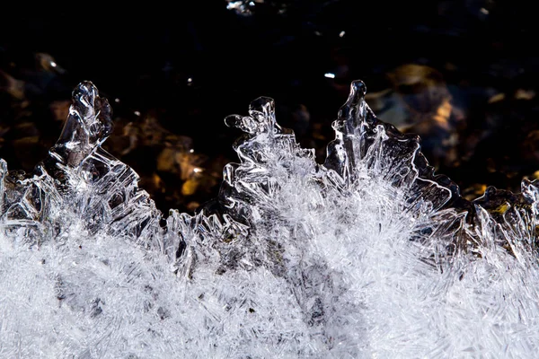 Frozen Water Level Details Ice Crystals — Stock Photo, Image