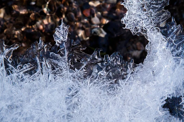 Уровень Замороженной Воды Детали Кристаллов Льда — стоковое фото