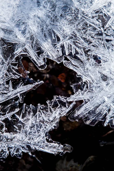 Nivel Agua Congelada Detalles Los Cristales Hielo —  Fotos de Stock