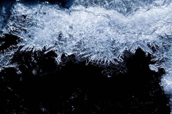 Уровень Замороженной Воды Детали Кристаллов Льда — стоковое фото