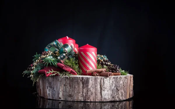 Velas Adviento Sobre Fondo Negro — Foto de Stock