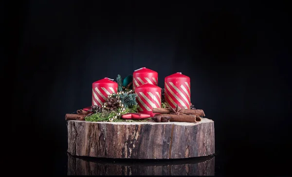 Advent Candles Black Background — Stock Photo, Image