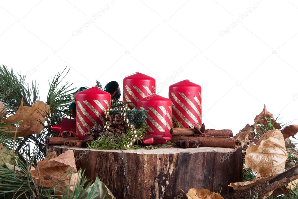 advent wreath on a white background