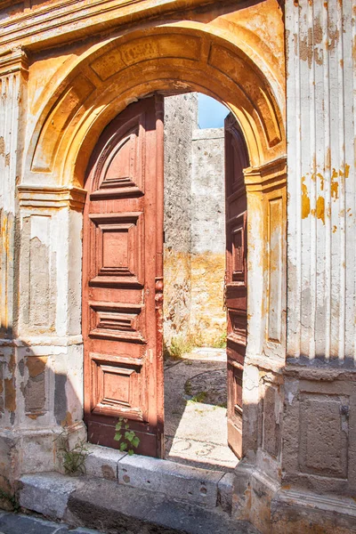 Rhodos Stad Gamla Öppna Dörren Till Grekiska Huset — Stockfoto