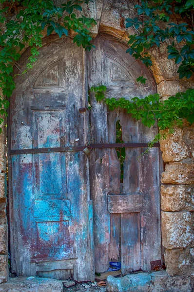 Grekland Rhodos Gatan Rhodos Stad Detalj Dörren — Stockfoto