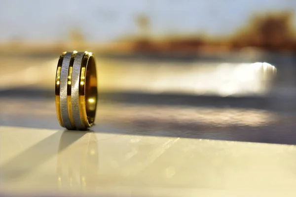 Two Color Ring Expensive Luxury Made Gold White Gold — Stock Photo, Image