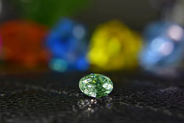 Gyémántok Fekete Háttér — Stock Fotó