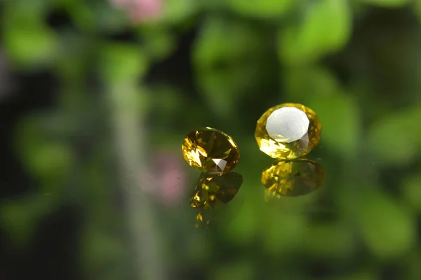 Gema Amarilla Una Gema Natural Que Sido Cortada Una Joya — Foto de Stock