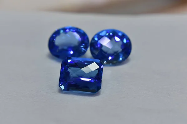 Topacio Azul Una Hermosa Piedra Preciosa Azul Natural Que Popular —  Fotos de Stock