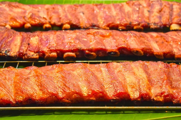 Costillas Cerdo Parrilla Fragante Delicioso Cerdo Que Une Hueso Popular — Foto de Stock