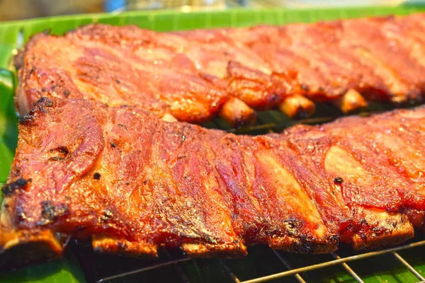 Grillade Fläsk Revben Doftande Och Läckra Ett Fläskkött Som Fäst — Stockfoto