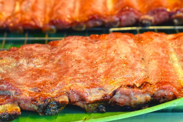 Costillas Cerdo Parrilla Fragante Delicioso Cerdo Que Une Hueso Popular — Foto de Stock