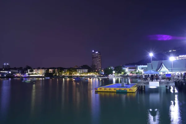 Pattaya Pier Der Nacht Gibt Ein Schönes Licht Und Der — Stockfoto