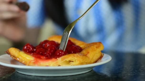 케이크는 블루베리 케이크로 맛있는 후식이다 — 비디오