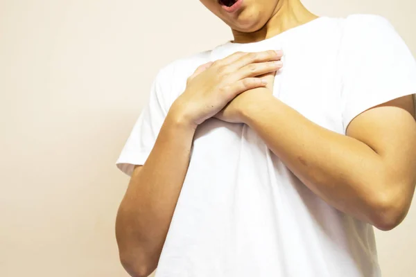 Man Wearing White Shirts Were Shocked Asia Thailand — Stock Photo, Image