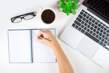 İşadamının eli kitap yazma konusunda ciddiydim. Üstte görüntü.