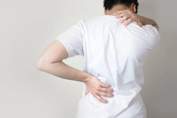 Asian people have shoulder pain to the back. Using hands to hold — Stock Photo, Image