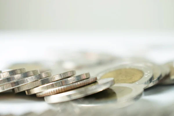 Close-up to the coin on the table. — Stock Photo, Image