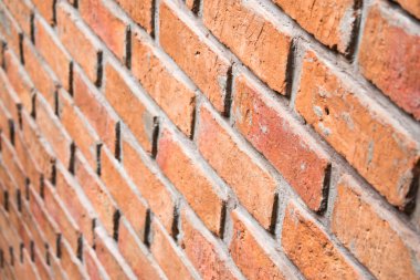 Boş tuğla doku arka plan, yan görünüm.