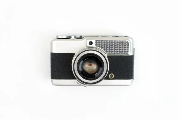 Horní pohled, stará filmová kamera na bílém pozadí, izolovaný backgr — Stock fotografie