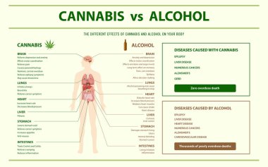 Cannabis vs Alcohol horizontal infographic clipart