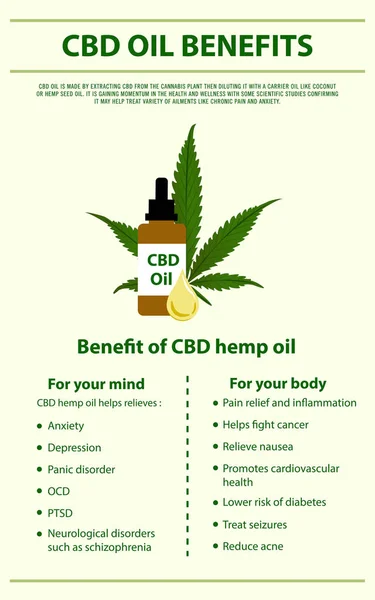 CBD Oil Benefícios infográfico vertical —  Vetores de Stock