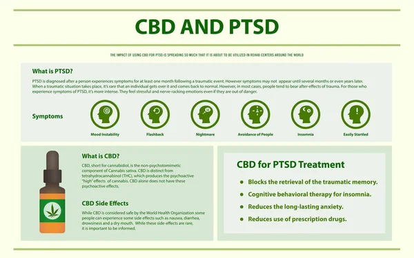 CBD e PTSD infográfico horizontal — Vetor de Stock