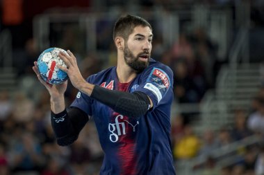 Zagreb, Hırvatistan - 29 Eylül 2018: Ehf man 's Championship League. PD Zagreb, Paris Saint-Germain 'e karşı. Eylemde Karabatik Nikola (44)