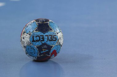 Zagreb, Hırvatistan - 10 Şubat 2019: Ehf Mens Şampiyonluk Ligi. Polis Zagreb 'e karşı Skjern Handbold. Hentbol