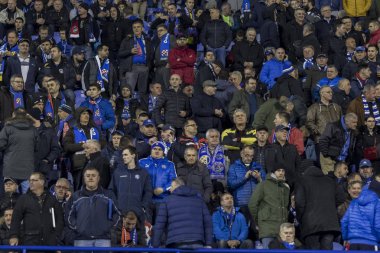 Zagreb, Hırvatistan - 21 Şubat 2019: Uefa Avrupa Ligi 2018 / 2019, Gnk Dinamo vs. Viktoria Plzen. Tribünde Dinamo taraftarları Bbb.