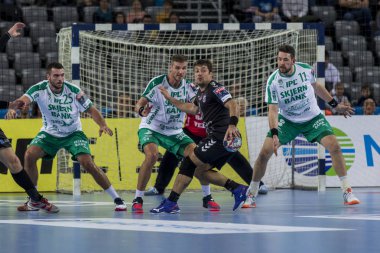 Zagreb, Hırvatistan - 10 Şubat 2019: Ehf Mens Şampiyonluk Ligi. Polis Zagreb 'e karşı Skjern Handbold. İş başında Horvat Zlatko 18