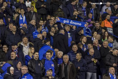 Zagreb, Hırvatistan - 21 Şubat 2019: Uefa Avrupa Ligi 2018 / 2019, Gnk Dinamo vs. Viktoria Plzen. Eylem halinde 
