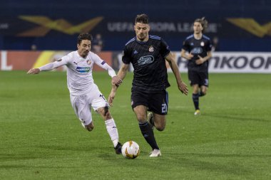 Zagreb, Hırvatistan - 21 Şubat 2019: Uefa Avrupa Ligi 2018 / 2019, Gnk Dinamo vs. Viktoria Plzen. Bruno Petkoviç (21))