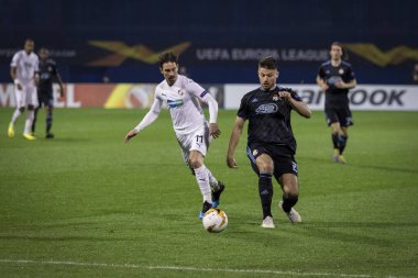 Zagreb, Hırvatistan - 21 Şubat 2019: Uefa Avrupa Ligi 2018 / 2019, Gnk Dinamo vs. Viktoria Plzen. Bruno Petkoviç (21))