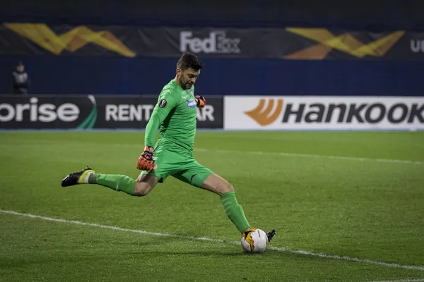 Zagreb, Hırvatistan - 21 Şubat 2019: Uefa Avrupa Ligi 2018 / 2019, Gnk Dinamo vs. Viktoria Plzen. Eylemde Hozacik (1) 