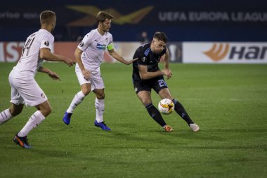 Zagreb, Hırvatistan - 21 Şubat 2019: Uefa Avrupa Ligi 2018 / 2019, Gnk Dinamo vs. Viktoria Plzen. Bruno Petkoviç (21)) 