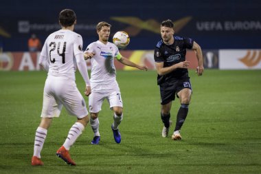 Zagreb, Hırvatistan - 21 Şubat 2019: Uefa Avrupa Ligi 2018 / 2019, Gnk Dinamo vs. Viktoria Plzen. Bruno Petkoviç (21)) 