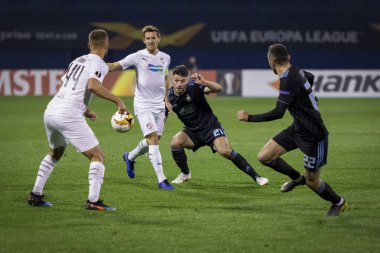 Zagreb, Hırvatistan - 21 Şubat 2019: Uefa Avrupa Ligi 2018 / 2019, Gnk Dinamo vs. Viktoria Plzen. Bruno Petkoviç (21)) 