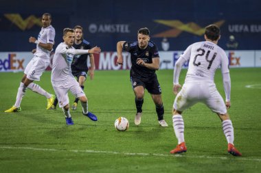 Zagreb, Hırvatistan - 21 Şubat 2019: Uefa Avrupa Ligi 2018 / 2019, Gnk Dinamo vs. Viktoria Plzen. Bruno Petkoviç (21)) 