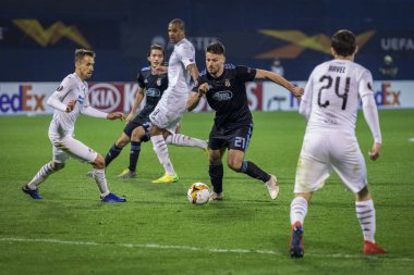 Zagreb, Hırvatistan - 21 Şubat 2019: Uefa Avrupa Ligi 2018 / 2019, Gnk Dinamo vs. Viktoria Plzen. Bruno Petkoviç (21)) 