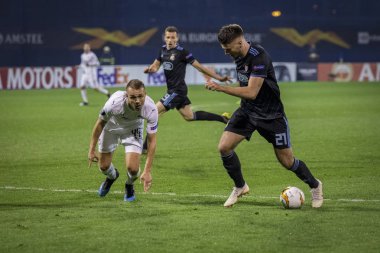 Zagreb, Hırvatistan - 21 Şubat 2019: Uefa Avrupa Ligi 2018 / 2019, Gnk Dinamo vs. Viktoria Plzen. Bruno Petkoviç (21))