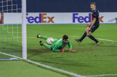 Zagreb, Hırvatistan - 21 Şubat 2019: Uefa Avrupa Ligi 2018 / 2019, Gnk Dinamo vs. Viktoria Plzen. Etkinlikte Mislav Orsiç (99)