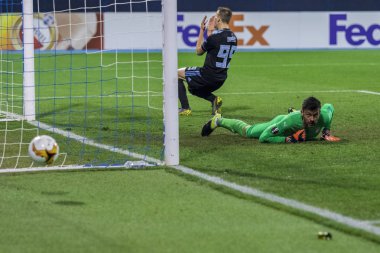 Zagreb, Hırvatistan - 21 Şubat 2019: Uefa Avrupa Ligi 2018 / 2019, Gnk Dinamo vs. Viktoria Plzen. Etkinlikte Mislav Orsiç (99)
